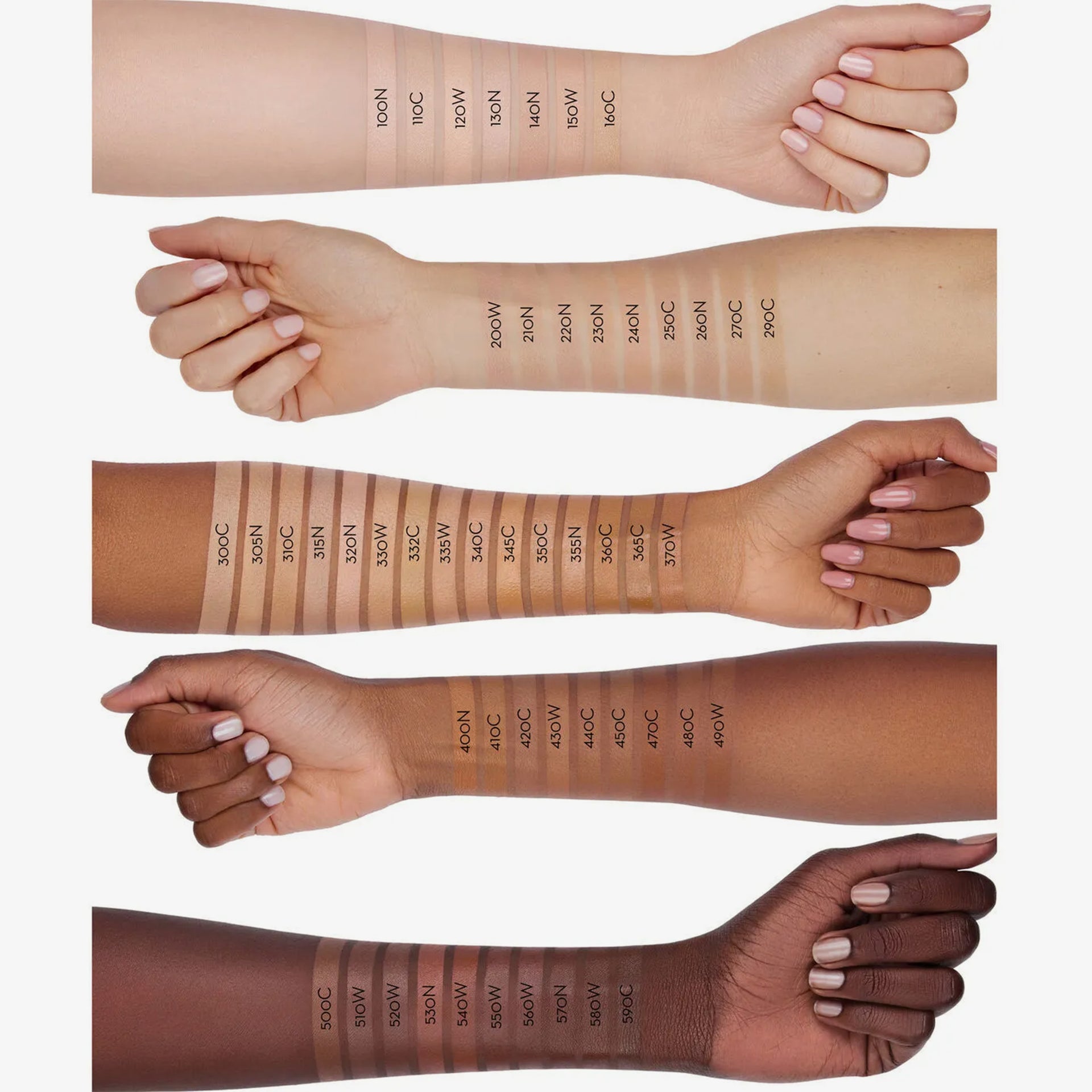 Luminous Foundation Arm Swatches